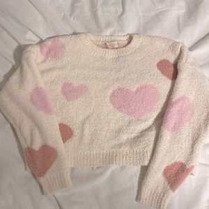 Altar’d State Cropped Fluffy Heart Sweater